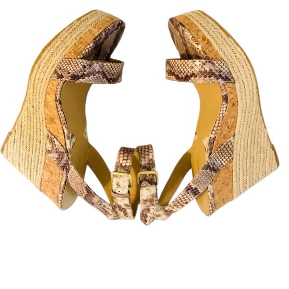 NEW ADRIENNE VITTADINI PLATFORM ESPADRILLE 10 Jute Wedge Snakeskin - Picture 10 of 15